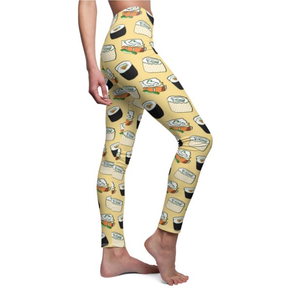 Sushi Roles (Not Gender Roles) * Women's Casual Leggings * Light Yellow Cream Background Sushi Sashimi * Feminist Leggings * Foodie Gift