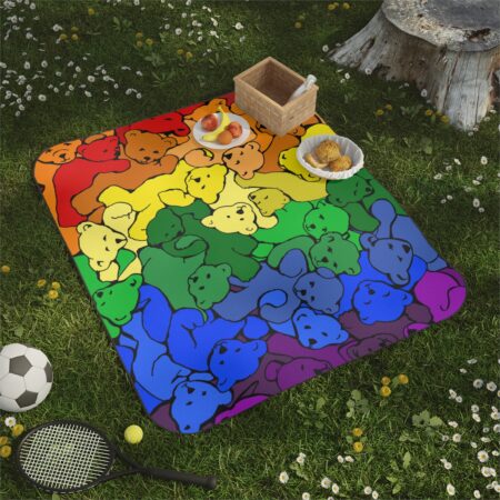 Rainbow Teddy Bear Cuddle Pile Picnic Blanket or Child's Play Mat