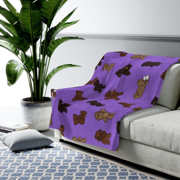 Teddy Bears Playing Purple Velveteen Plush Blanket