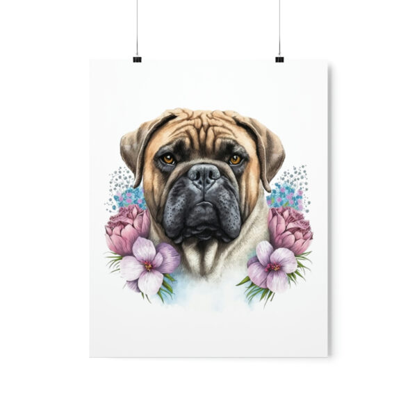 Bullmastif and Flowers * Premium Matte Poster