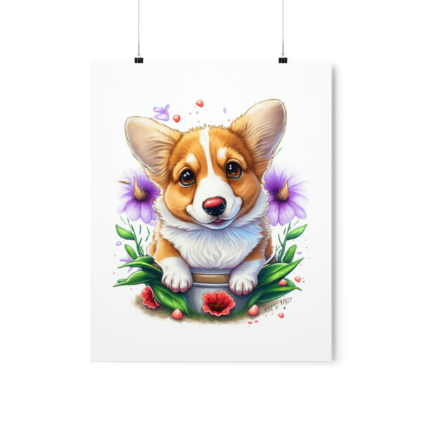 Corgi and Flowers * Premium Matte Poster