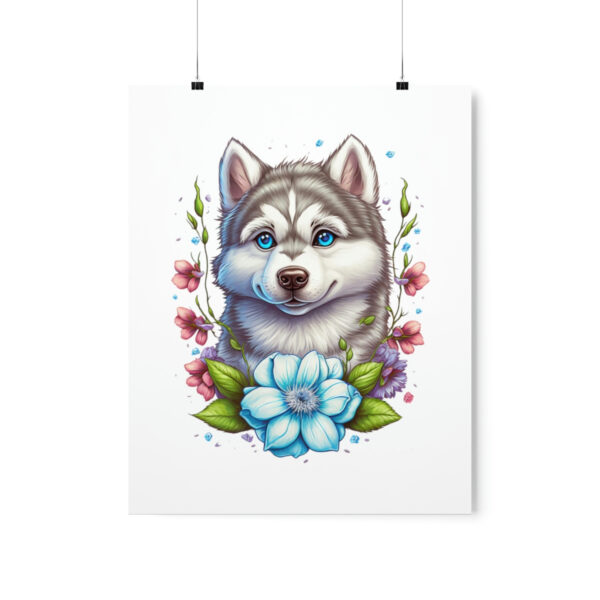 Husky Pups and Flowers * Premium Matte Poster