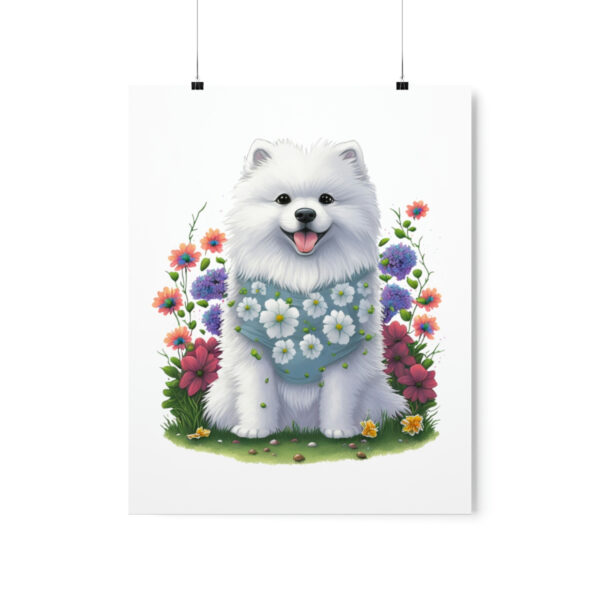 Samoyed and Flowers * Premium Matte Poster