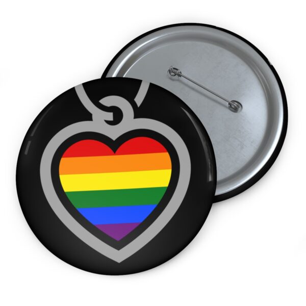 Rainbow Pride Heart Locket Pinback Button Badge