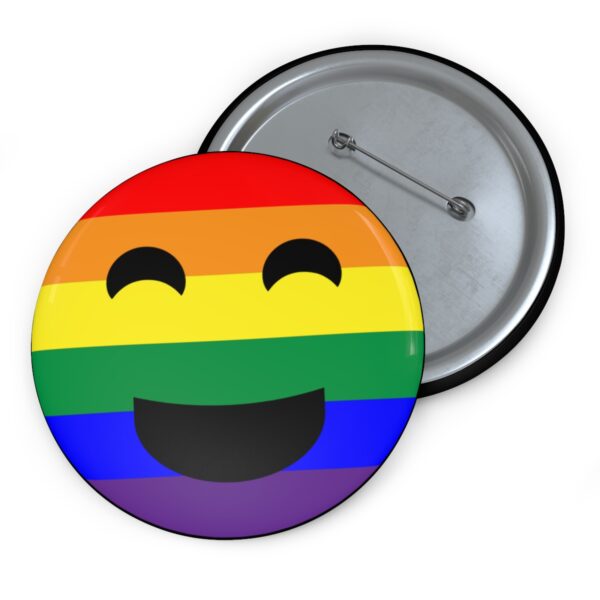 Rainbow Pride Flag Smiley Face Pinback Button Badge