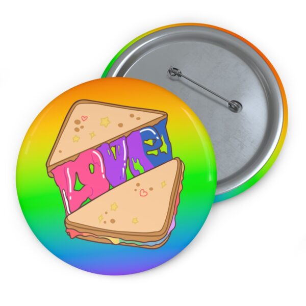 Bi Love Rainbow Sandwich Pinback Button Badge