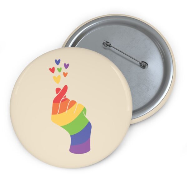 Rainbow Hand Hearts Pinback Button Badge